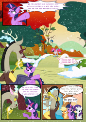 Size: 3500x4951 | Tagged: safe, artist:light262, applejack, discord, pinkie pie, rarity, twilight sparkle, twilight sparkle (alicorn), alicorn, earth pony, pony, unicorn, comic:timey wimey, comic, female, mare