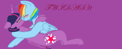 Size: 1366x552 | Tagged: safe, artist:meverett2212009, derpibooru import, rainbow dash, twilight sparkle, twilight sparkle (alicorn), alicorn, pegasus, pony, 1000 hours in ms paint, blushing, female, kissing, lesbian, shipping, twidash