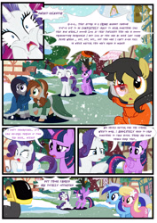 Size: 3500x4951 | Tagged: safe, artist:light262, lily, lily valley, minuette, rarity, twilight sparkle, twilight sparkle (alicorn), oc, alicorn, pony, unicorn, comic:timey wimey, comic, daft punk, female, mare, snow, snowfall