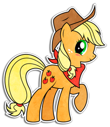 Size: 1201x1379 | Tagged: safe, artist:kennyklent, applejack, earth pony, pony, bandana, raised hoof, solo