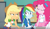 Size: 741x425 | Tagged: safe, derpibooru import, screencap, applejack, pinkie pie, rainbow dash, better together, equestria girls, forgotten friendship, eyes closed, sitting, trio