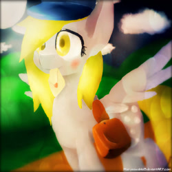 Size: 512x512 | Tagged: safe, artist:marysewable, derpy hooves, pegasus, pony, female, letter, mail, mailpony, mare, mouth hold, solo