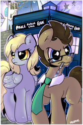 Size: 1024x1536 | Tagged: safe, artist:velexane, derpy hooves, doctor whooves, pegasus, pony, blank flank, doctor who, female, mare, tardis
