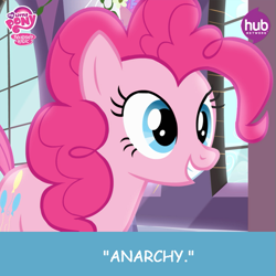 Size: 549x549 | Tagged: safe, edit, pinkie pie, earth pony, pony, princess twilight sparkle (episode), season 4, anarchy, comic sans, solo