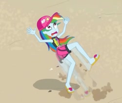 Size: 717x601 | Tagged: safe, derpibooru import, screencap, rainbow dash, better together, equestria girls, forgotten friendship, clothes, feet, great moments in animation, sandals, swimsuit