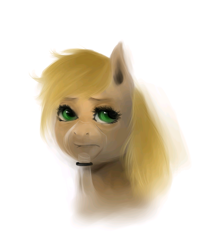 Size: 774x888 | Tagged: safe, artist:sapplejack, applejack, earth pony, pony, bust, portrait, simple background, solo