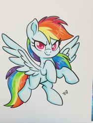 Size: 1536x2048 | Tagged: safe, artist:nanook123, derpibooru import, rainbow dash, pegasus, pony, cute, female, looking at you, mare, marker drawing, simple background, solo, traditional art, white background