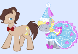 Size: 1421x993 | Tagged: safe, edit, derpy hooves, doctor whooves, pegasus, pony, clothes, dress, female, hat, mare