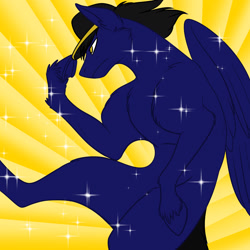 Size: 1280x1280 | Tagged: safe, artist:foxenawolf, oc, oc only, oc:swift justice, pegasus, pony, epic pose, hat, jojo's bizarre adventure, jotaro kujo, pegasus posse, sparkles