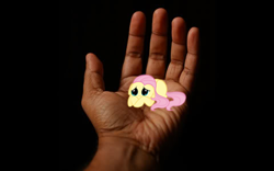 Size: 480x299 | Tagged: safe, edit, fluttershy, pegasus, pony, hand, in goliath's palm, photo, tiny