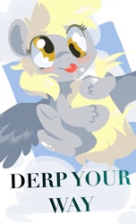 Size: 777x1280 | Tagged: safe, artist:supernoncutie, derpy hooves, pegasus, pony, drool, female, mare, solo, tongue out