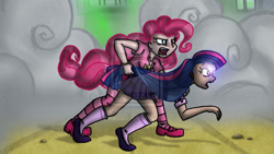 Size: 1024x576 | Tagged: dead source, safe, artist:e-kate98, derpibooru import, pinkie pie, twilight sparkle, deviantart watermark, humanized, obtrusive watermark, scene interpretation, watermark