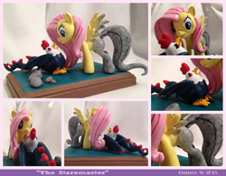 Size: 843x657 | Tagged: safe, artist:christadoodles, fluttershy, cockatrice, pegasus, pony, stare master, scene interpretation, sculpture, the stare