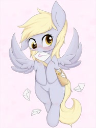 Size: 1125x1500 | Tagged: safe, artist:zokkili, derpy hooves, pegasus, pony, female, letter, mare, mouth hold, solo