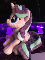 Size: 900x1200 | Tagged: artist needed, safe, starlight glimmer, pony, unicorn, bottle, irl, jewelry, pendant, photo, plushie, sitting, smiling, solo