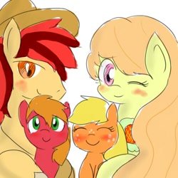 Size: 500x500 | Tagged: safe, artist:wonton soup, applejack, big macintosh, earth pony, pony, applejack's parents, colt, filly, hilarious in hindsight, male, stallion