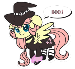 Size: 742x690 | Tagged: safe, artist:suzuii, fluttershy, pegasus, pony, clothes, costume, solo, witch