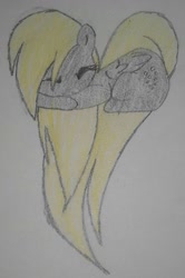 Size: 637x960 | Tagged: safe, artist:mittenskarpa, derpy hooves, pegasus, pony, female, heart pony, mare, solo, traditional art