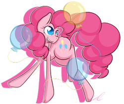 Size: 1024x861 | Tagged: safe, artist:xxcron, pinkie pie, earth pony, pony, balloon, female, mare, pink coat, pink mane, solo