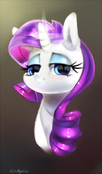 Size: 971x1648 | Tagged: safe, artist:carligercarl, rarity, pony, unicorn, bust, female, mare, purple mane, solo, white coat