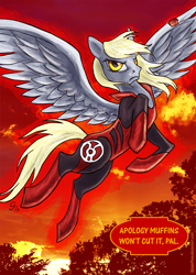 Size: 550x773 | Tagged: safe, artist:gingerfoxy, derpy hooves, pegasus, pony, crossover, dc comics, epic derpy, female, green lantern, green lantern (comic), mare, red lantern, solo