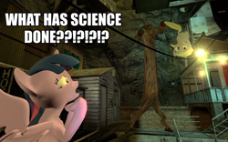 Size: 960x600 | Tagged: safe, artist:pinkie diane roosevelt phd, derpy hooves, twilight sparkle, twilight sparkle (alicorn), alicorn, pony, 3d, alien grunt, black mesa, female, gmod, half-life, mare, what has science done