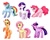 Size: 1024x810 | Tagged: safe, artist:hosikawa, derpibooru import, applejack, fluttershy, pinkie pie, rainbow dash, rarity, twilight sparkle, twilight sparkle (alicorn), alicorn, earth pony, pegasus, pony, unicorn, applejack's hat, cowboy hat, eyes closed, female, hat, looking at you, mane six, mare, simple background, white background