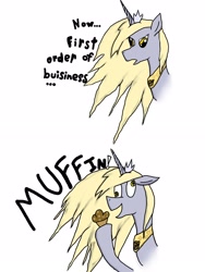 Size: 2448x3264 | Tagged: safe, artist:thetreeofice, derpy hooves, alicorn, pony, alicornified, comic, derpicorn, muffin, princess, race swap, solo