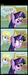 Size: 1430x3778 | Tagged: safe, artist:zsparkonequus, derpy hooves, twilight sparkle, twilight sparkle (alicorn), alicorn, pegasus, pony, comic, dialogue, female, macguffin, mare, misheard