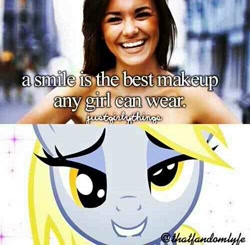 Size: 500x490 | Tagged: safe, derpy hooves, human, bedroom eyes, image macro, irl, irl human, justgirlythings, meme, photo