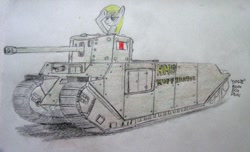 Size: 1024x621 | Tagged: safe, artist:blueboxdave, derpy hooves, pegasus, pony, female, mare, tank (vehicle), tog, tog ii