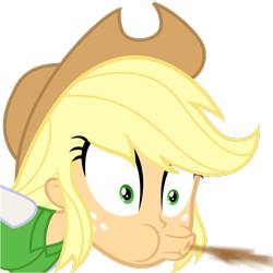 Size: 500x500 | Tagged: safe, artist:serendipony, applejack, equestria girls, simple background, solo, spit, spit take, spitting, transparent background