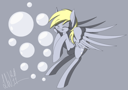 Size: 2550x1800 | Tagged: safe, artist:lone-wolf2011, derpy hooves, pegasus, pony, eyes closed, female, mare, smiling, solo, spread wings