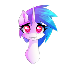 Size: 2500x2500 | Tagged: safe, artist:novabytes, dj pon-3, vinyl scratch, pony, unicorn, bust, cheek fluff, colored pupils, female, fluffy, grin, looking at you, mare, portrait, simple background, smiling, solo, squee, transparent background