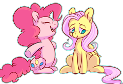 Size: 1171x805 | Tagged: safe, artist:comikazia, fluttershy, pinkie pie, earth pony, pegasus, pony, female, flutterpie, lesbian