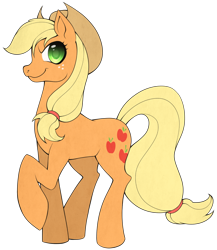 Size: 780x900 | Tagged: safe, artist:stalkerpony, applejack, earth pony, pony, raised hoof, simple background, solo