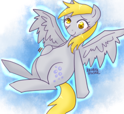 Size: 400x368 | Tagged: safe, artist:divided-s, derpy hooves, pegasus, pony, belly, female, mare, pixiv, pregnant, solo