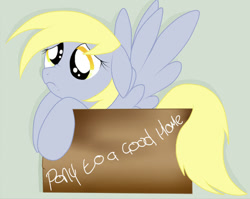 Size: 600x477 | Tagged: artist needed, source needed, safe, derpy hooves, pegasus, pony, abandoned, box, female, mare