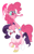 Size: 461x736 | Tagged: safe, artist:circustent, pinkie pie, rarity, earth pony, pony, unicorn, candy cane, clothes, fluffy jacket, mouth hold, pixiv, ponies riding ponies, sugar cane, unamused, winter