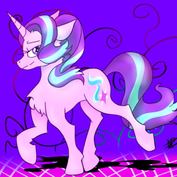 Size: 566x566 | Tagged: safe, artist:meliekko-art, starlight glimmer, pony, unicorn, chest fluff, female, floppy ears, looking at you, mare, raised hoof, raised leg, solo