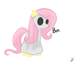 Size: 1140x930 | Tagged: safe, artist:balloons504, fluttershy, ghost, pegasus, pony, bedsheet ghost, clothes, costume, solo