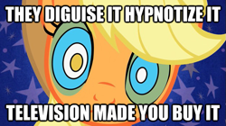 Size: 625x351 | Tagged: safe, applejack, earth pony, pony, hypnosis, lyrics, meme, solo, song reference, system of a down