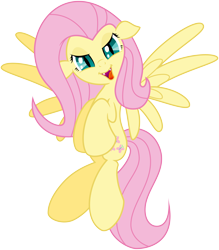 Size: 8000x9121 | Tagged: safe, artist:kysss90, fluttershy, pegasus, pony, undead, vampire, vampony, absurd resolution, cute, evil, fangs, flying, glare, hilarious in hindsight, looking at you, open mouth, simple background, slit eyes, smirk, solo, spread wings, tongue out, transparent background, vector