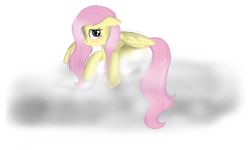 Size: 1000x600 | Tagged: safe, artist:drawing-heart, fluttershy, pegasus, pony, cloud, female, mare, solo