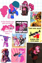 Size: 1200x1800 | Tagged: safe, pinkie pie, earth pony, pony, collage, heavy, pyro, soldier, team fortress 2