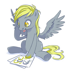 Size: 800x797 | Tagged: artist needed, source needed, safe, derpy hooves, pegasus, pony, female, hoof painting, mare, solo