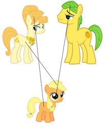 Size: 2160x2536 | Tagged: safe, applejack, aunt orange, uncle orange, earth pony, pony, analysis, female, filly, headcanon, male, mare, stallion, the oranges