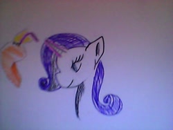 Size: 640x480 | Tagged: safe, artist:arkangel1101, rarity, pony, unicorn, female, mare, purple mane, solo, traditional art, white coat