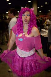 Size: 3162x4743 | Tagged: safe, artist:aktrez, pinkie pie, human, comikaze expo, cosplay, irl, irl human, photo, silly face, solo