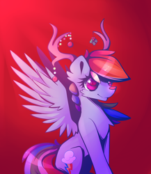 Size: 2600x3000 | Tagged: safe, artist:novabytes, rainbow dash, pegasus, pony, antlers, christmas, cute, dashabetes, reindeer dash, rudolph dash, rudolph the red nosed reindeer, solo